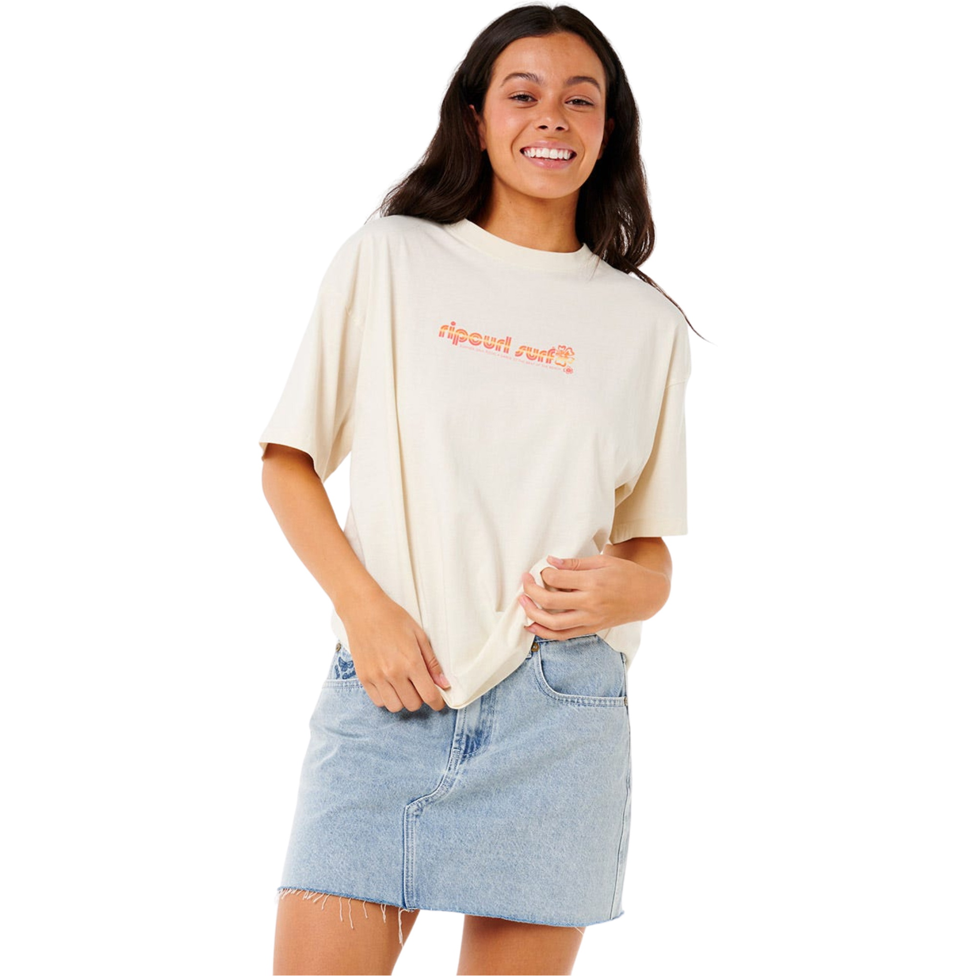 2025 Rip Curl Womens Neon Isles Heritage Tee 0IHWTE - Bone